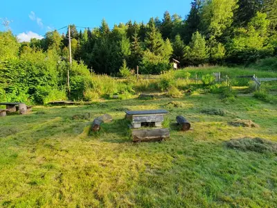 Jardin de l'établissement Gîte Au bout des Mynes avec vue panoramique
