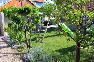 Jardin de l'établissement Gîte ''Les Bleuets'' Piscine été 2026