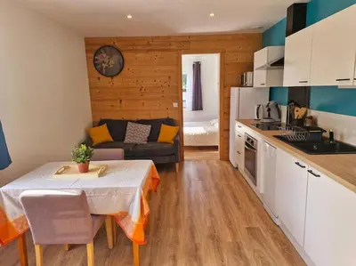 Cuisine ou kitchenette dans l'établissement Magnifique appartement Jonquille