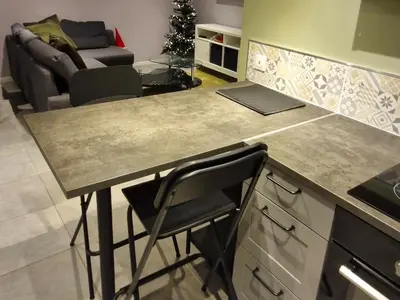 Cuisine ou kitchenette dans l'établissement Entire house with arcade machine in a private backyard, 3 bedrooms, 1 bathroom, 1 leaving room with convertible sofa and open kitchen