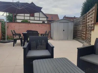Terrasse ou espace extérieur de l'établissement Appartement F3 à 5 min de Colmar