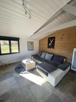 Coin salon dans l'établissement Chalet Le Clefcy - Vosges - Spa - Proche Gérardmer