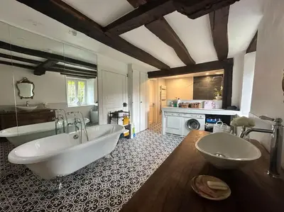 Salle de bains dans l'établissement Le Moulin d'Hagenthal