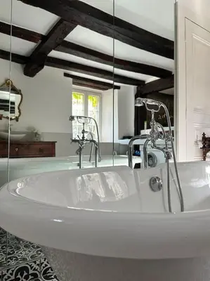 Salle de bains dans l'établissement Le Moulin d'Hagenthal