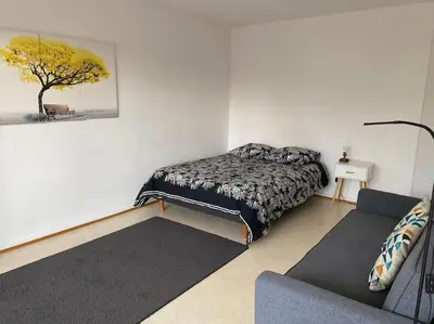 Un ou plusieurs lits dans un hébergement de l'établissement Studio 35 - centre ville, proche Bâle