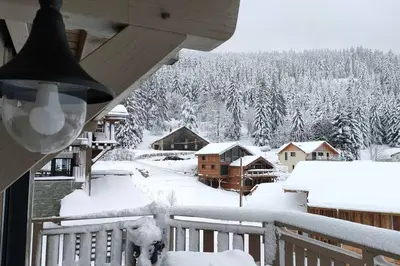 L'établissement L'Eclipse -12p, vue lac au pied des pistes et SPA en hiver