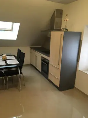 Cuisine ou kitchenette dans l'établissement La maison pailletée Giromagny