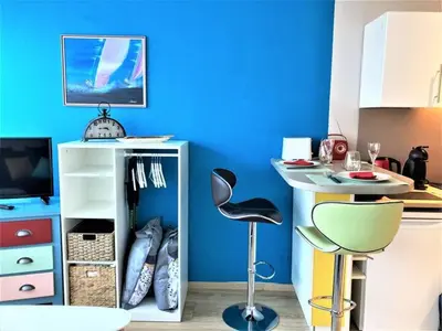 Télévision ou salle de divertissement dans l'établissement Studio en résidence, aux Trois-Epis