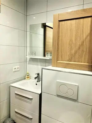 Salle de bains dans l'établissement Studio en résidence, aux Trois-Epis