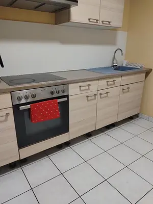 Cuisine ou kitchenette dans l'établissement Appartement T3 proche de Bâle