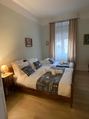 Un ou plusieurs lits dans un hébergement de l'établissement Villa de la Semm - Iconique à Colmar avec parking