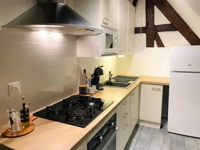 Cuisine ou kitchenette dans l'établissement À la petite Venise hyper centre Colmar