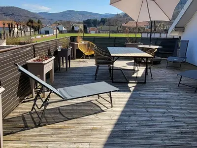 Vue générale sur la montagne ou vue sur la montagne depuis l'appartement
