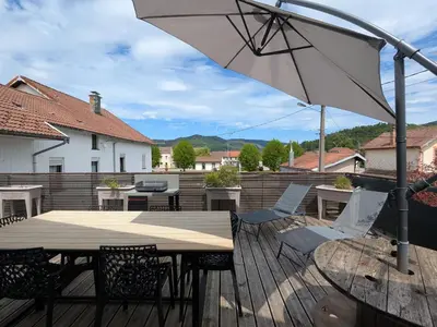 Vue générale sur la montagne ou vue sur la montagne depuis l'appartement