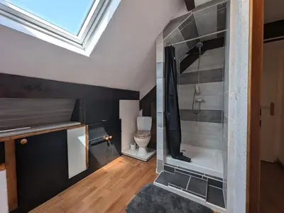 Salle de bains dans l'établissement Grande maison proche des Vosges, idéale cyclisme et randonnée, animaux admis, vélos à dispo - FR-1-583-298