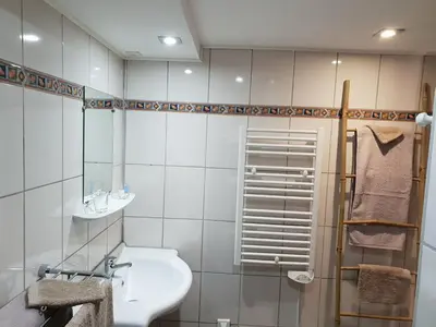 Salle de bains dans l'établissement Charmantes chambres d'hôtes en montagne, animaux admis sur accord - FR-1-589-729