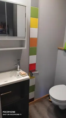 Salle de bains dans l'établissement Chalet avec vue sur la vallée