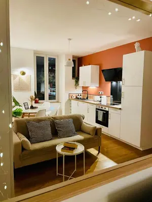 Cuisine ou kitchenette dans l'établissement 002 - Évasion dans un appartement élégant à Belfort