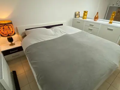 Un ou plusieurs lits dans un hébergement de l'établissement Studio in Algolsheim Algolsheim