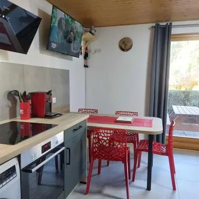 Cuisine ou kitchenette dans l'établissement Joli appartement T2, la clairière du lac, rez de jardin, terrasse fermée, parking