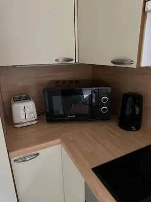 Cuisine ou kitchenette dans l'établissement La petite Luss
