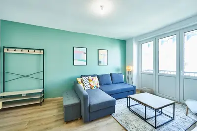 Coin salon dans l'établissement BE-3D - Joli 3 pièces tout équipé pour 1-4 pers au 3ème étage au centre de Mulhouse