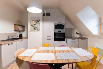 Cuisine ou kitchenette dans l'établissement Zellenberg - Gîte d'Aksel