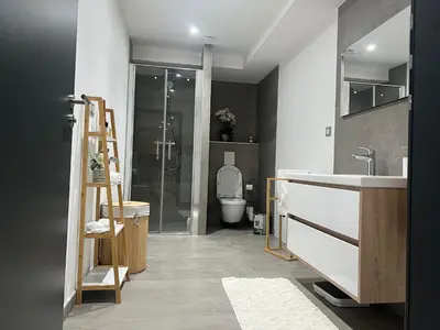Salle de bains dans l'établissement Appartement plain-pied en Alsace