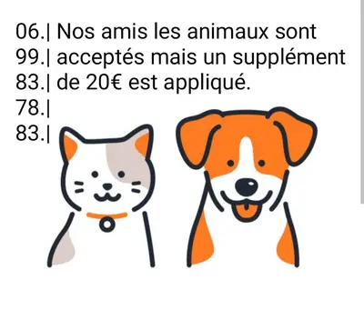 Animal ou animaux domestique(s) séjournant avec des clients dans l'établissement Chalet Bois de Rose