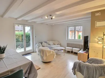 Coin salon dans l'établissement Maison spacieuse à Colmar, 5 chambres, terrasse, WiFi, parking gratuit - FR-1-722-12
