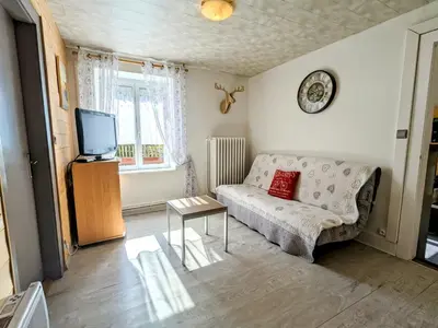 Télévision ou salle de divertissement dans l'établissement Appartement cosy à La Bresse avec terrasse et parking, animaux admis - FR-1-589-689