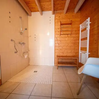 Salle de bains dans l'établissement Chalet Lipa - Confort et Sauna au cœur des Vosges