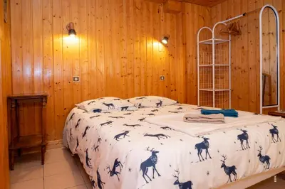 Un ou plusieurs lits dans un hébergement de l'établissement Chalet Terrasse Plein Sud, Cheminée, Ski-Rando, Nature & Village, Animaux admis, Parking