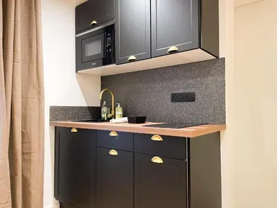 Cuisine ou kitchenette dans l'établissement Suite Émeraude centre ville