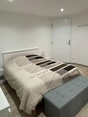 Un ou plusieurs lits dans un hébergement de l'établissement Gîte indépendant de plein pied près de Colmar