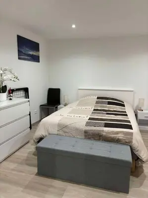 Un ou plusieurs lits dans un hébergement de l'établissement Gîte indépendant de plein pied près de Colmar