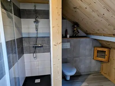 Salle de bains dans l'établissement Appartement 42m² cosy avec parking, WiFi, proche pistes, La Bresse - FR-1-589-684