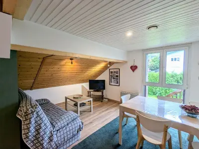 Coin salon dans l'établissement Gîte montagnard La Bresse 4 pers, terrasse, parking, WIFI - FR-1-589-693