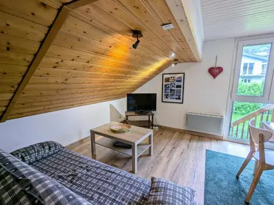 Télévision ou salle de divertissement dans l'établissement Gîte montagnard La Bresse 4 pers, terrasse, parking, WIFI - FR-1-589-693