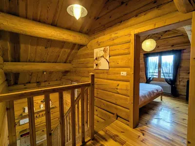 Un ou plusieurs lits dans un hébergement de l'établissement Chalet tout confort en bois, Wifi, Animaux admis - FR-1-589-756