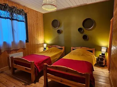 Un ou plusieurs lits dans un hébergement de l'établissement Le Fayard - Chalet avec terrasse