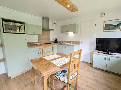 Cuisine ou kitchenette dans l'établissement Gîte montagne La Bresse, balcon, Wi-Fi, parking proche ski - FR-1-589-699