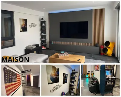 Télévision ou salle de divertissement dans l'établissement Maison et Appartement séparé de 300m