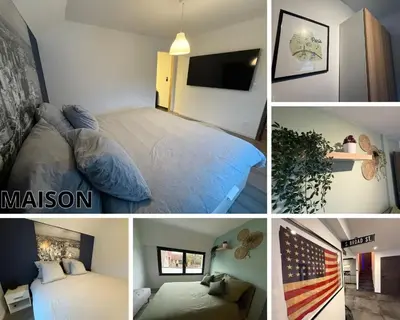 Un ou plusieurs lits dans un hébergement de l'établissement Maison et Appartement séparé de 300m