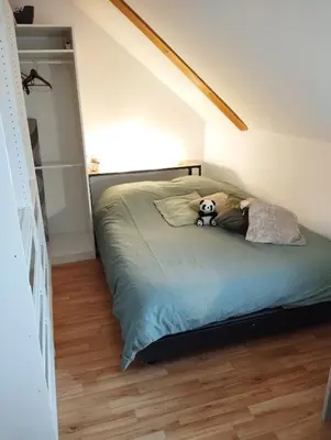 Un ou plusieurs lits dans un hébergement de l'établissement Escapade cosy dans T2 lumineux, proche Colmar