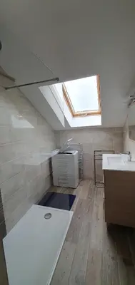 Salle de bains dans l'établissement Gîte Les Bleuets