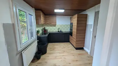 Cuisine ou kitchenette dans l'établissement Au pied du col