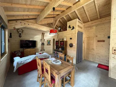 Télévision ou salle de divertissement dans l'établissement Chalet du saut de la bourrique, plain-pied, SPA couvert, terrain clôturé