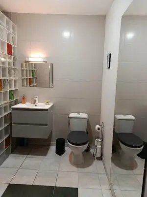 Salle de bains dans l'établissement Ferme de la Ribotte