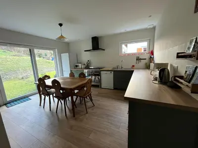 Cuisine ou kitchenette dans l'établissement Gîte Cigogne et Sanglier